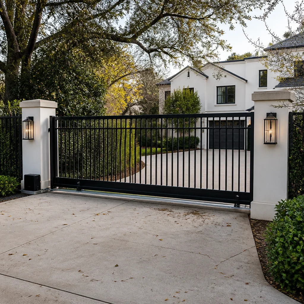 Sliding driveway gates